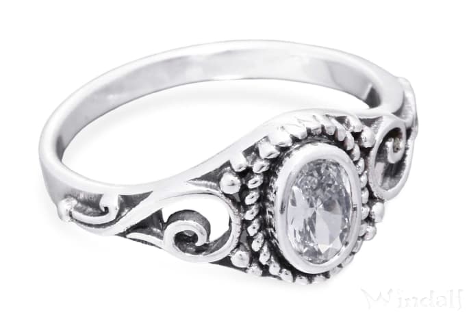 WINDALF Damen Ring MARA 10 mm Bohemia Schmuck Wei&szlig;er Kristall Silber - Windalf.de