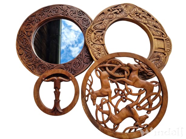 4er Wanddeko Set ~ BORA ~ Holzbilder - 2. Wahl Artikel - Handarbeit aus Holz - Windalf.de