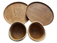 4er Holzdeko Set ~ SANJA ~ Holzschale - Holzteller - 2. Wahl Artikel - Handarbeit aus Holz - Windalf.de