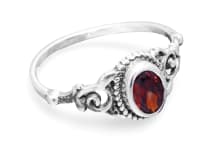 WINDALF Damen Ring ZOE 8 mm Roter Zirkonia Granat Zarte Ornamentik Silber - Windalf.de