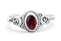 WINDALF Damen Ring ZOE 8 mm Roter Zirkonia Granat Zarte Ornamentik Silber - Windalf.de