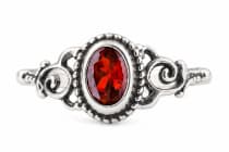 WINDALF Damen Ring ZOE 8 mm Roter Zirkonia Granat Zarte Ornamentik Silber - Windalf.de