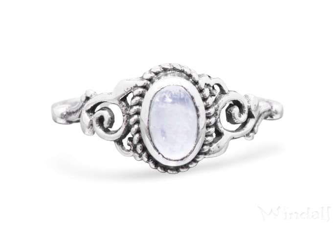 WINDALF Damen Ring ZOE 8 mm Mondstein Zarte Ornamentik Silber - Windalf.de