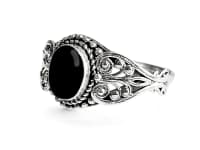 WINDALF Damen Ring MIA 10 mm Onyx Herz Zarte Ornamentik Silber - Windalf.de
