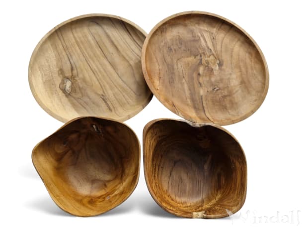4er Holzdeko Set ~ SORAJA ~ Holzschale - Holzteller - 2. Wahl Artikel - Handarbeit aus Holz - Windalf.de