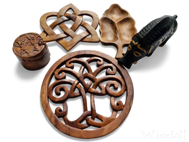 5er Holzdeko Set ~ ROYA ~ 2. Wahl Artikel - Handarbeit aus Holz - Windalf.de