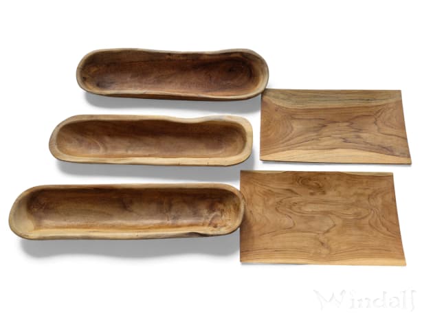 5er Holzdeko Set ~ MARA ~ Sushischale - Holzschale - 2. Wahl Artikel - Handarbeit aus Holz - Windalf.de