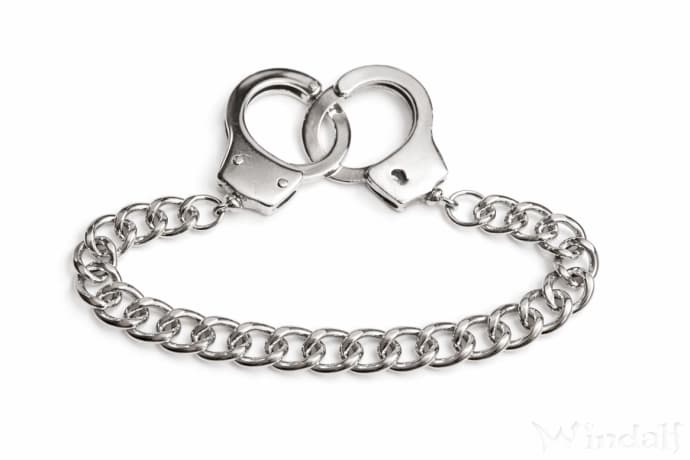 WINDALF Schl&uuml;sselanh&auml;nger Handschellen 24 cm Hochglanz Silber Metall - Windalf.de
