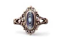 WINDALF Zarter Damen Ring IDANA 15 mm Abalone Muschel Vintage Schmuck Bronze - Windalf.de