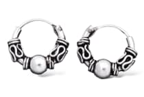 WINDALF Vintage Creolen ARCON 15 mm Vikings Ohrringe mit Kugel Handarbeit Silber - Windalf.de