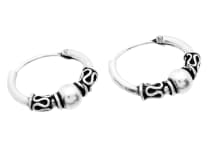 WINDALF Vintage Creolen TURAN &Oslash; 18 mm Ornamentik Ohrschmuck mit Kugel Handarbeit Silber - Windalf.de