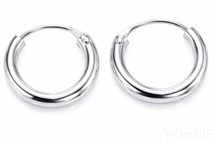 WINDALF Schlichte Silber-Creolen NIMI &Oslash; 10 mm Kleine Creolen Nasenschmuck Vintage Silber - Windalf.de