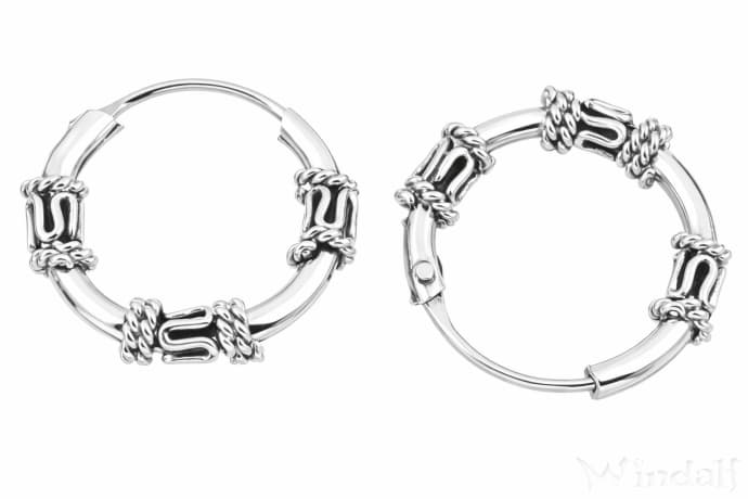 WINDALF Kleine Creolen LEON &Oslash; 12 mm Silber-Creolen Handgearbeitet Silber - Windalf.de