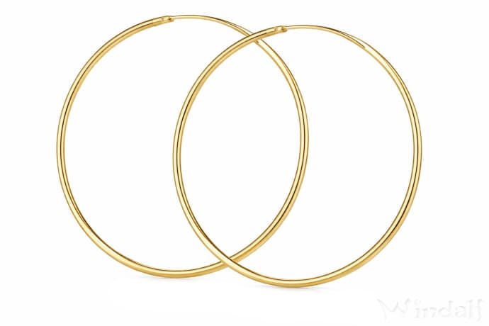 WINDALF Vergoldete Gro&szlig;e Creolen ARYA 70 mm Klassisches Design Hochglanz Handarbeit Silber - Windalf.de