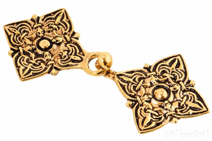 WINDALF Gewandschmuck SLAVICA 9.7 cm Kaftan Schlie&szlig;e Mittelalter-Schmuck Vintage Bronze - Windalf.de