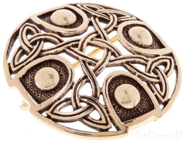 WINDALF Keltische Rundfibel TORNKIN Ø 3.4  cm Celtic Cross Gewand-Brosche Bronze WINDALF Keltische Rundfibel TORNKIN Ø 3.4  cm Celtic Cross Gewand-Brosche Bronze - Windalf.de