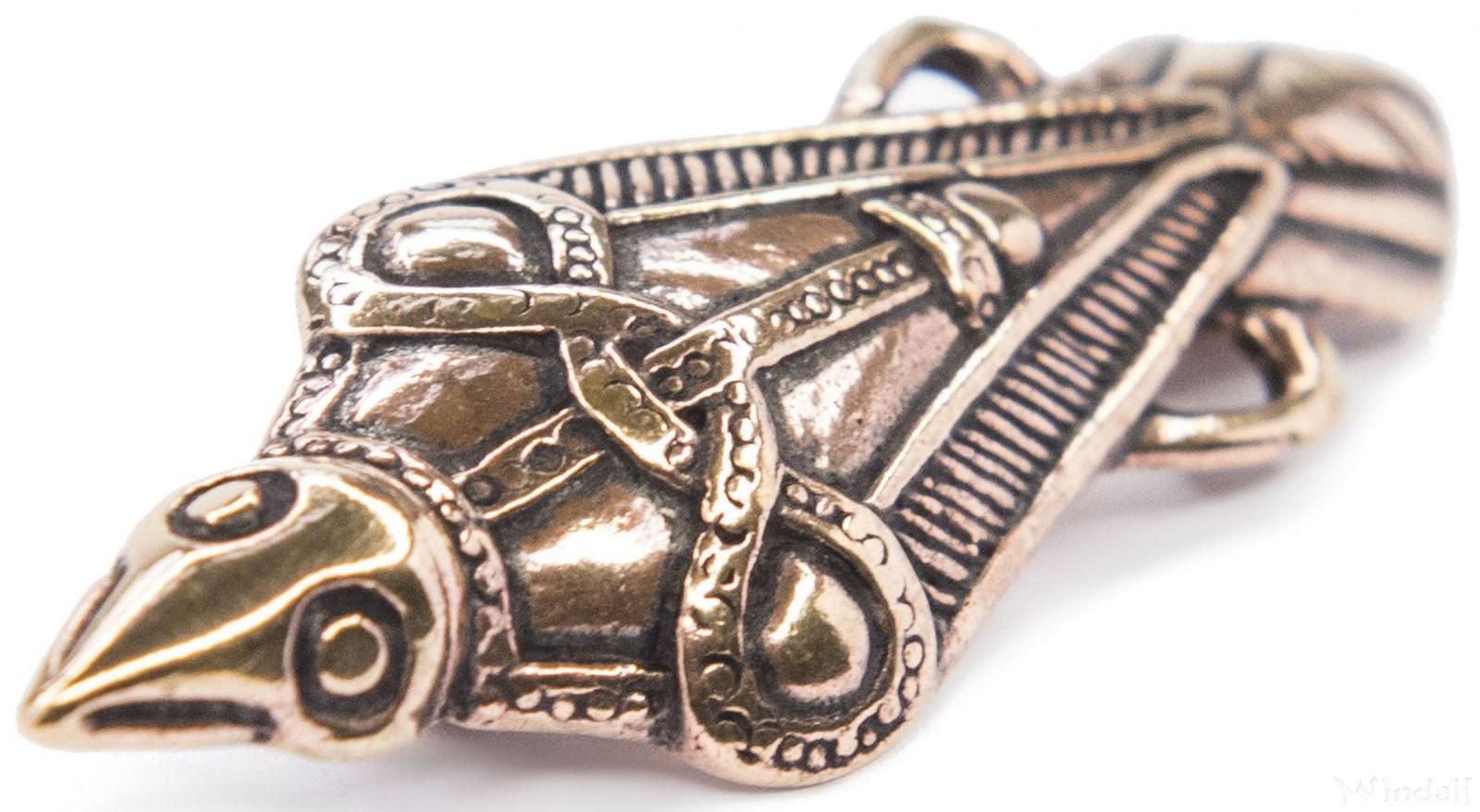 WINDALF Wikinger Fibel RAVON 5 cm Vintage Raben Gewandschmuck Bronze