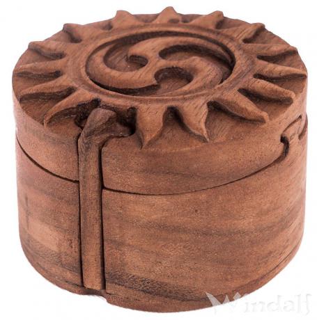 WINDALF Celtic Holz Schmuckdose RAYA 9 cm Keltische Triskele Schmuckschatulle Handarbeit - Windalf.de